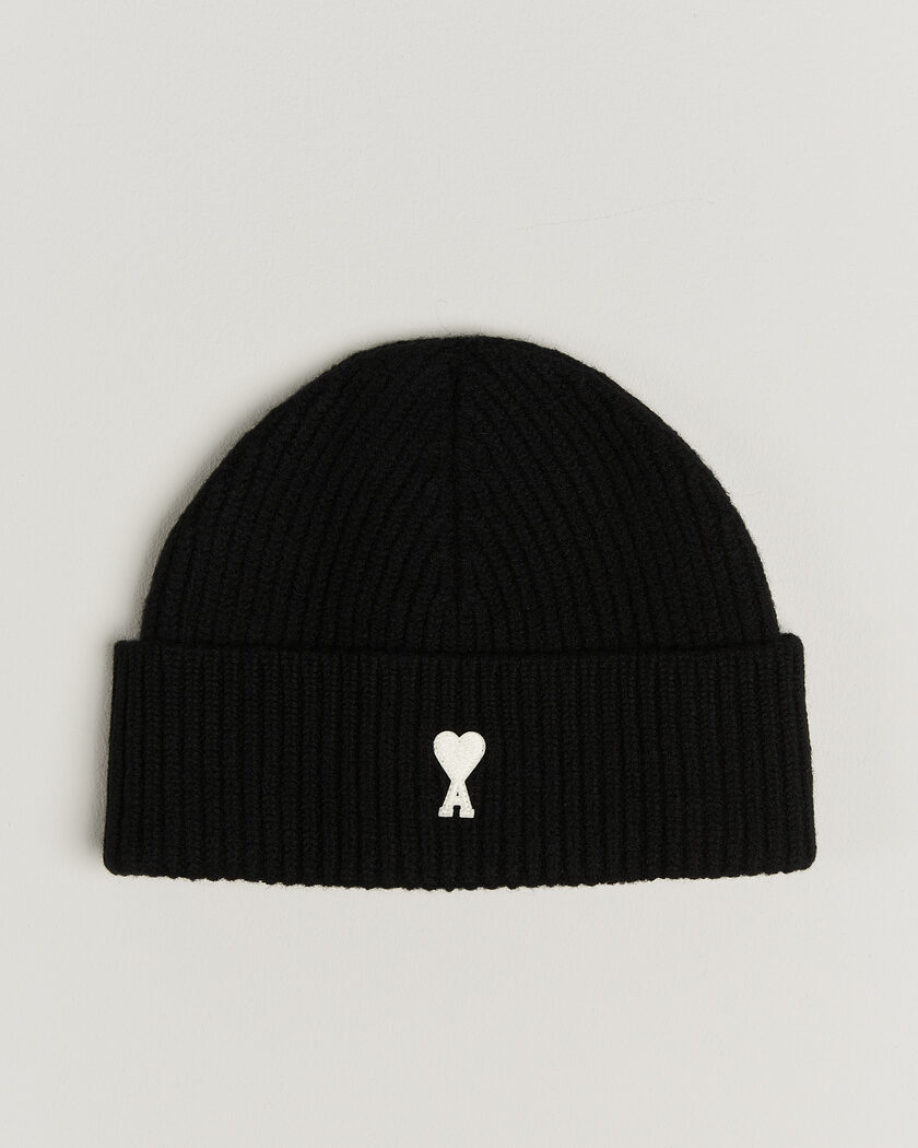 AMI Contrasted Heart Logo Beanie Black – Sort