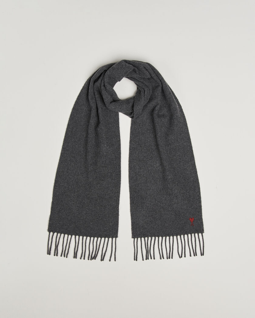 AMI Heart Logo Scarf Grey Melange – Grå
