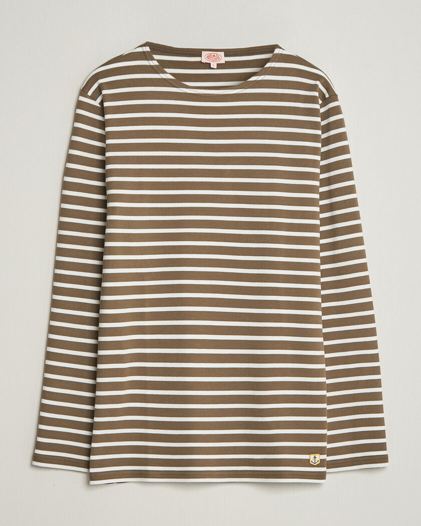 Armor-lux Houat Héritage Stripe Long Sleeve T-Shirt Olive/Milk – Flerfarvet