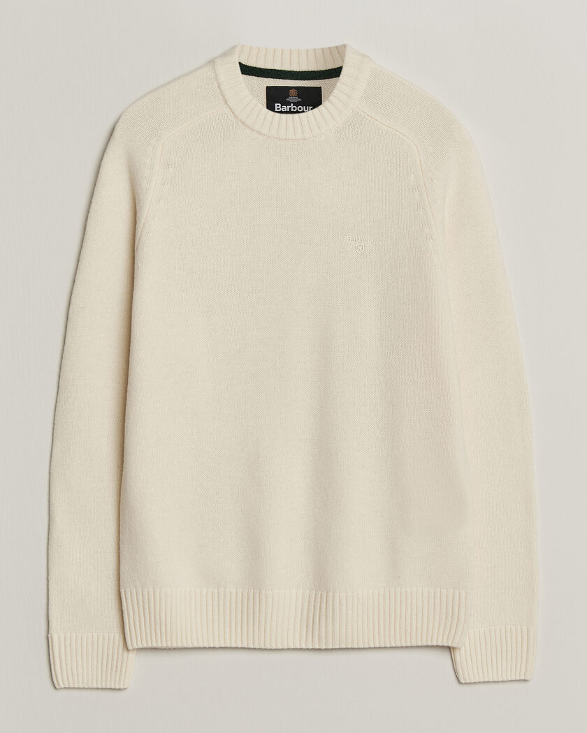 Barbour Lifestyle Newtown Lambswool Crewneck Antique White – Hvid