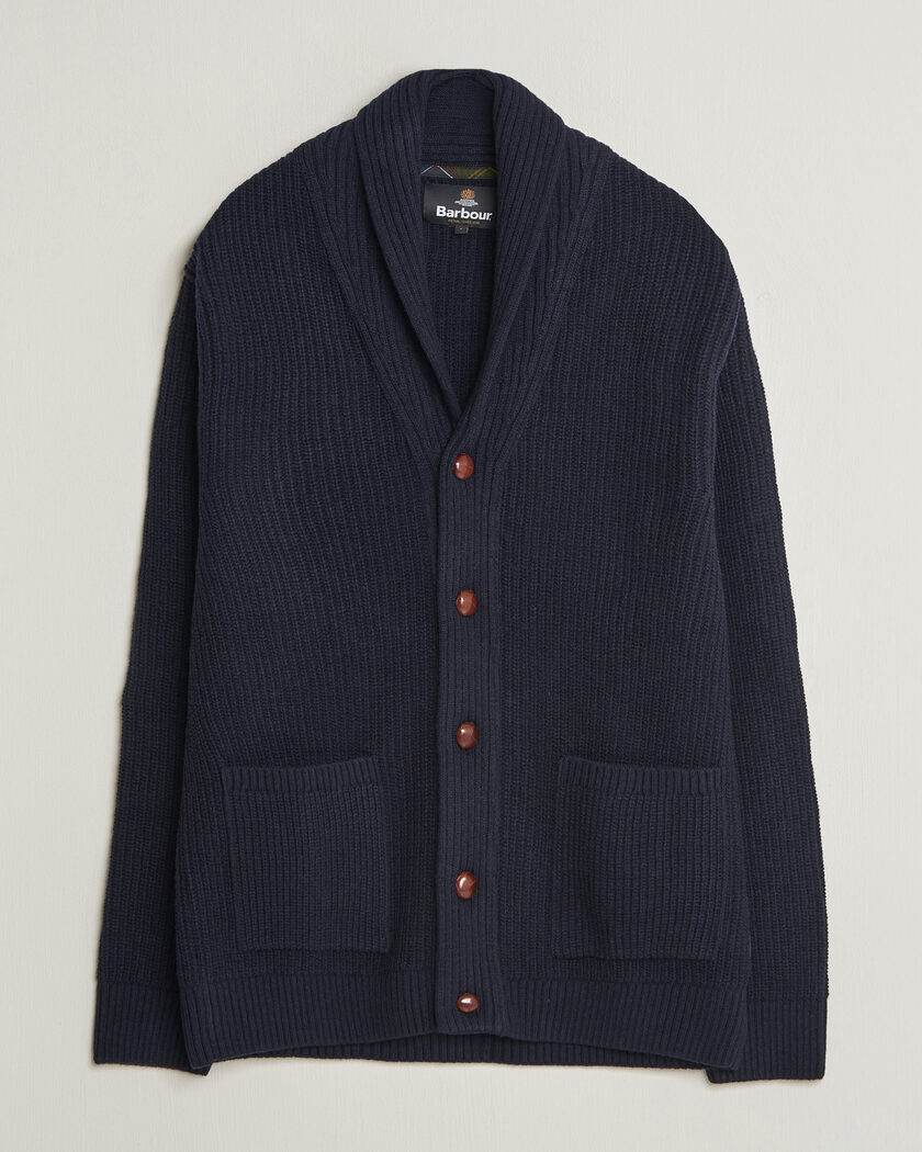 Barbour Lifestyle Hartland Knitted Shawl Cardigan Navy – Blå