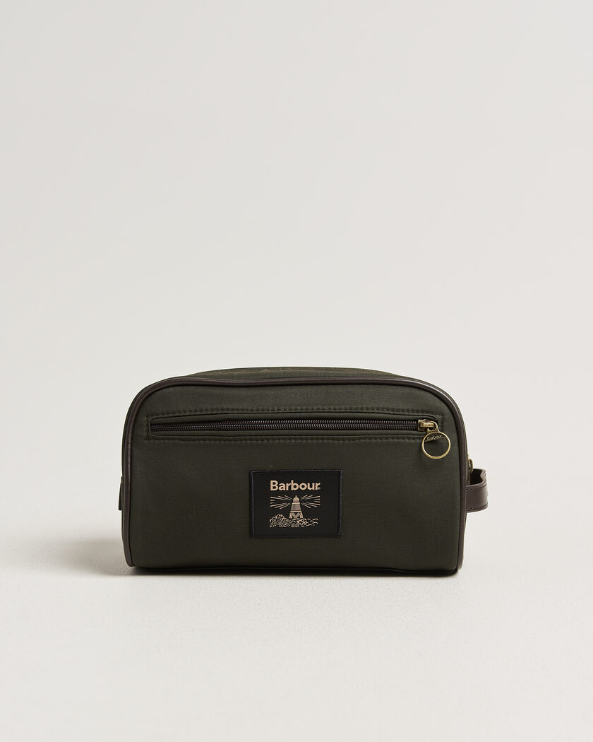 Barbour Lifestyle Waxed Washbag Olive – Grøn