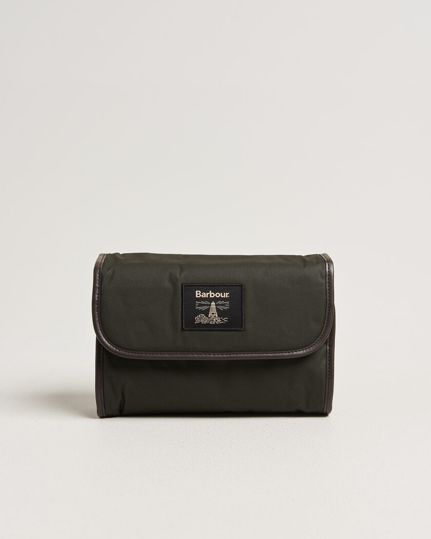 Barbour Lifestyle Wax Hanging Washbag Olive – Grøn
