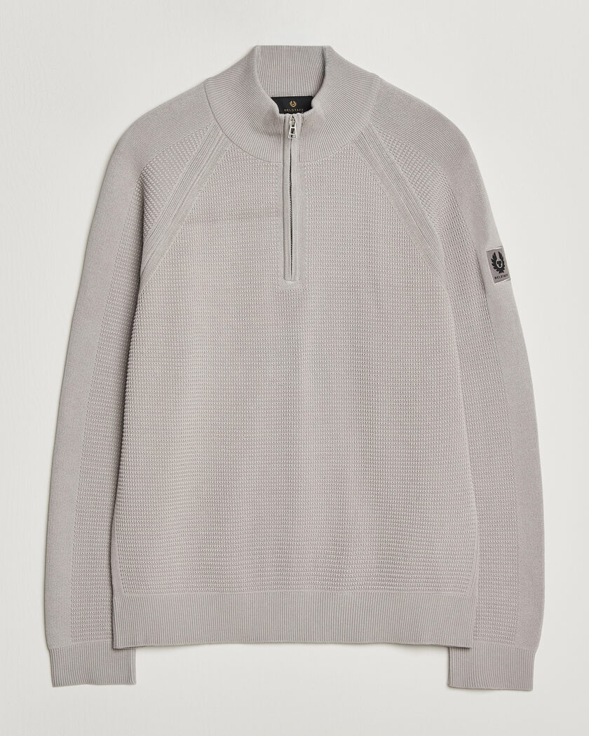 Belstaff Bradwell Cotton Knitted Quarter Zip Concrete – Grå