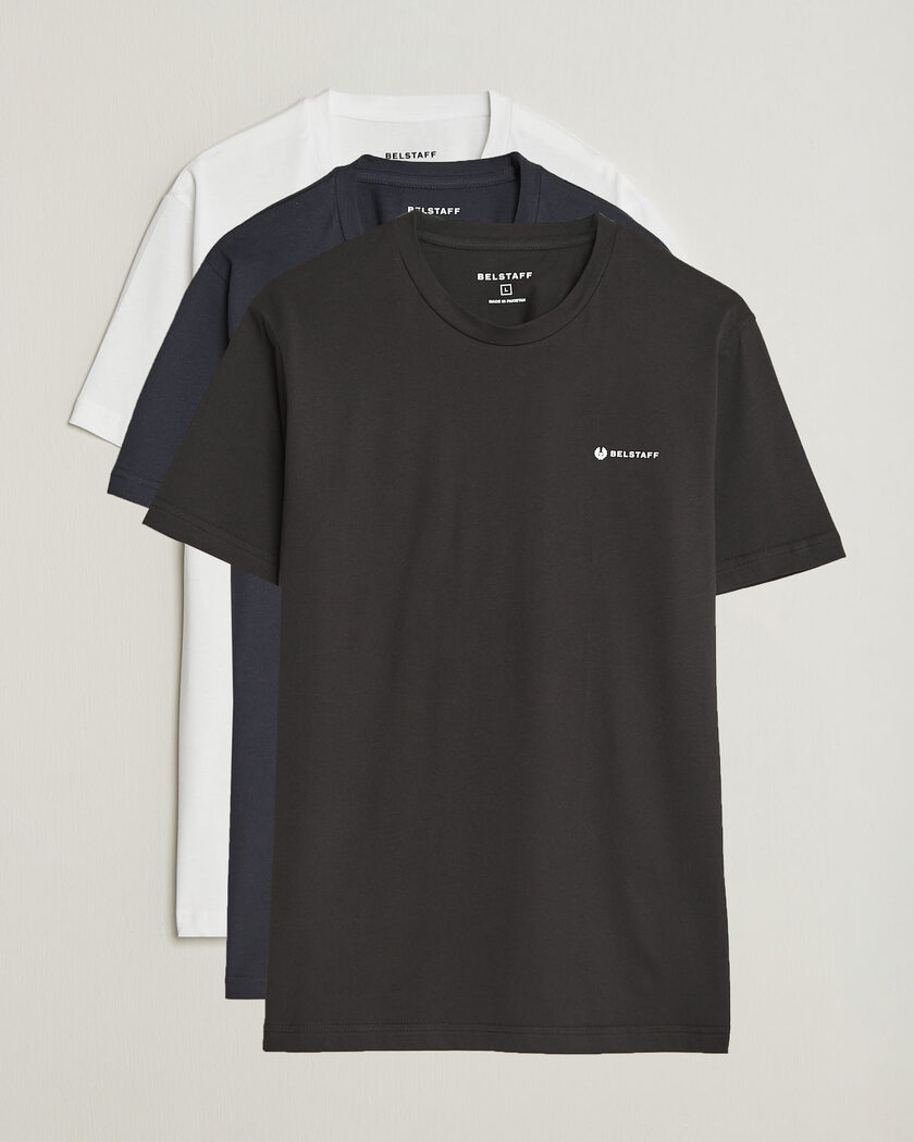 Belstaff 3-Pack Crew Neck T-Shirt Black/Dark Ink/White – Flerfarvet