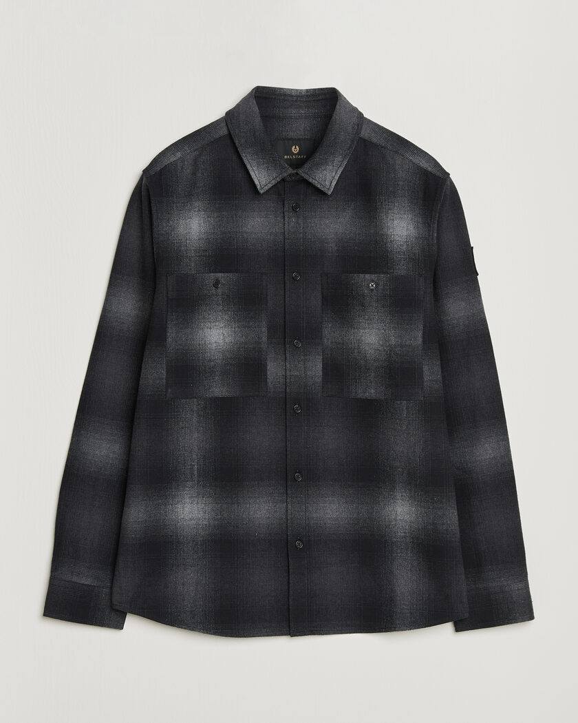 Belstaff Outpost Cotton Flannel Checked Overshirt Black – Sort