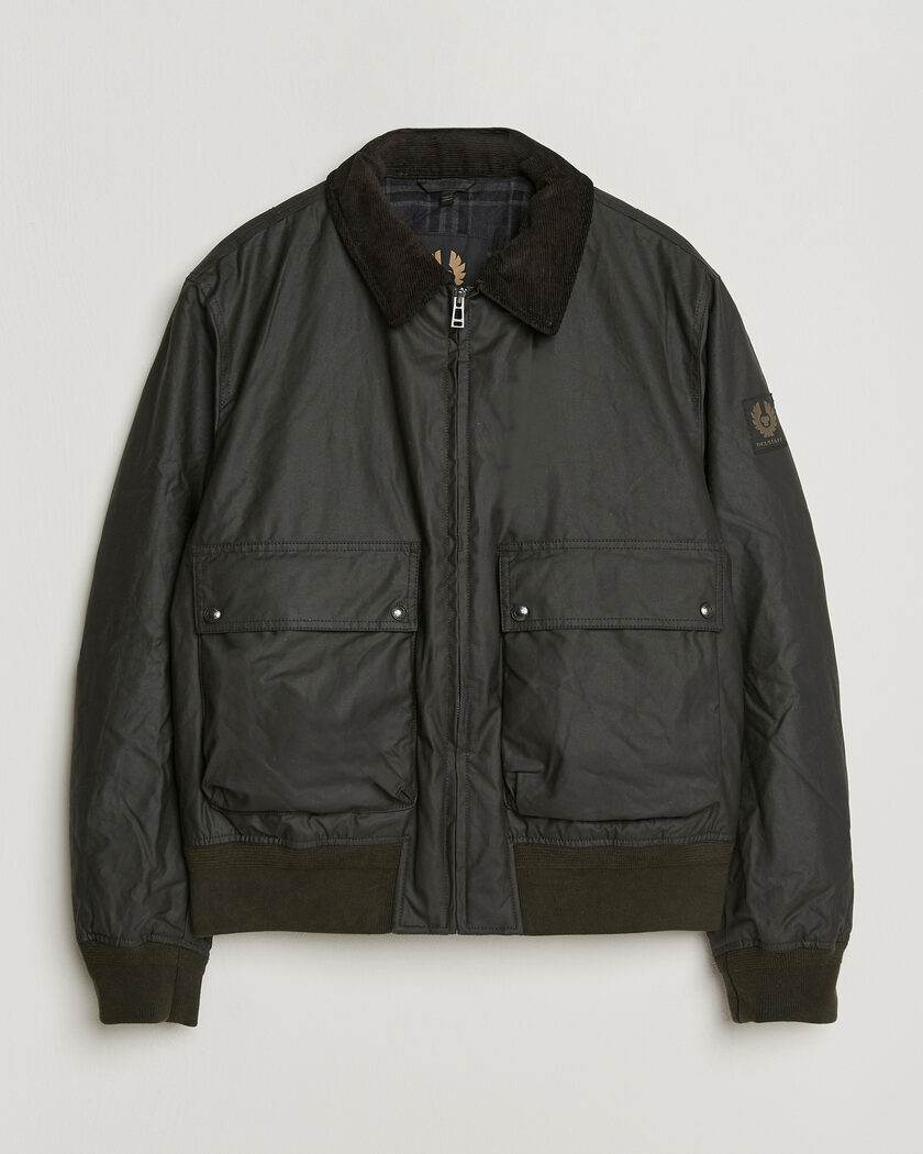 Belstaff Mount Wax Bomber Jacket Faded Olive – Grøn