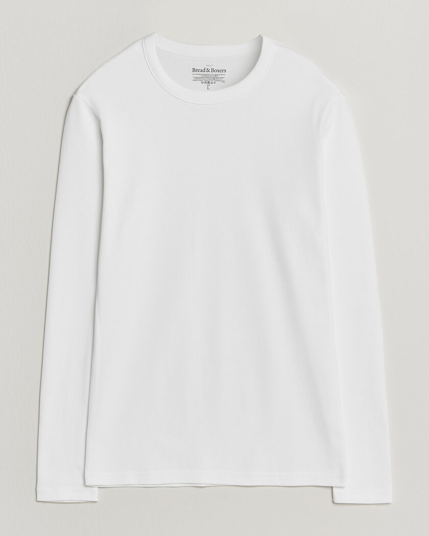 Bread & Boxers Ribbed Long Sleeve T-Shirt White – Hvid