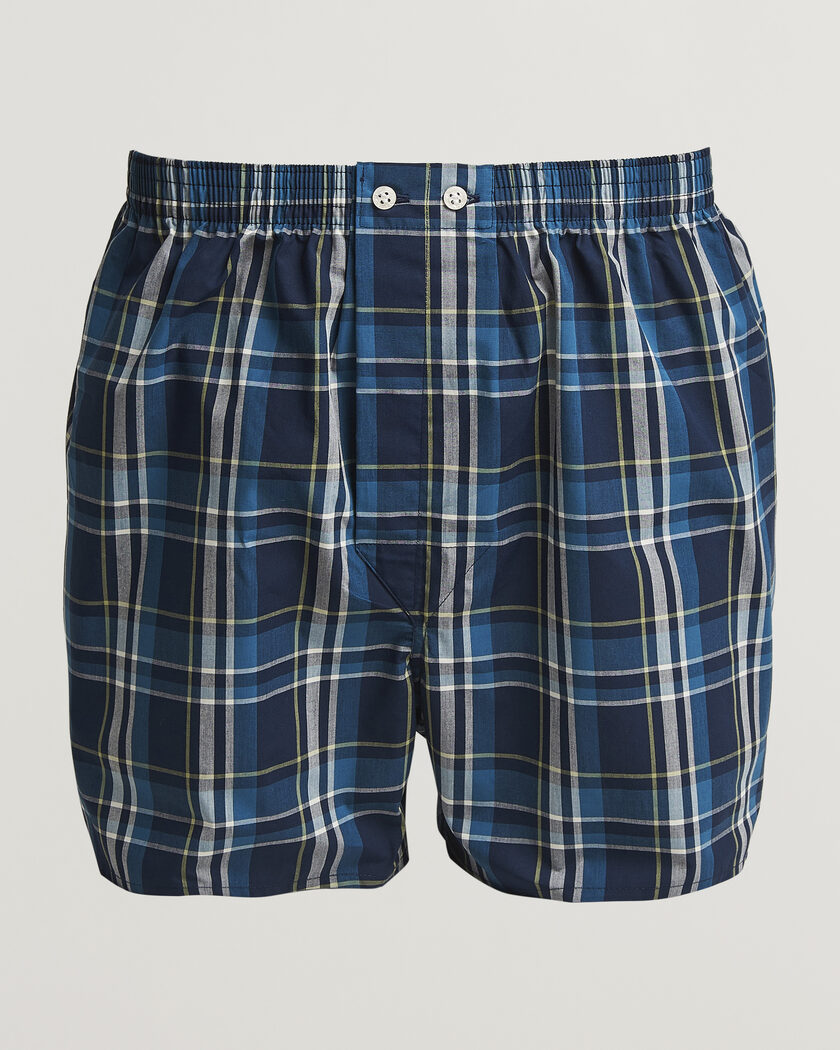 Derek Rose Classic Fit Woven Cotton Boxer Shorts Navy – Blå