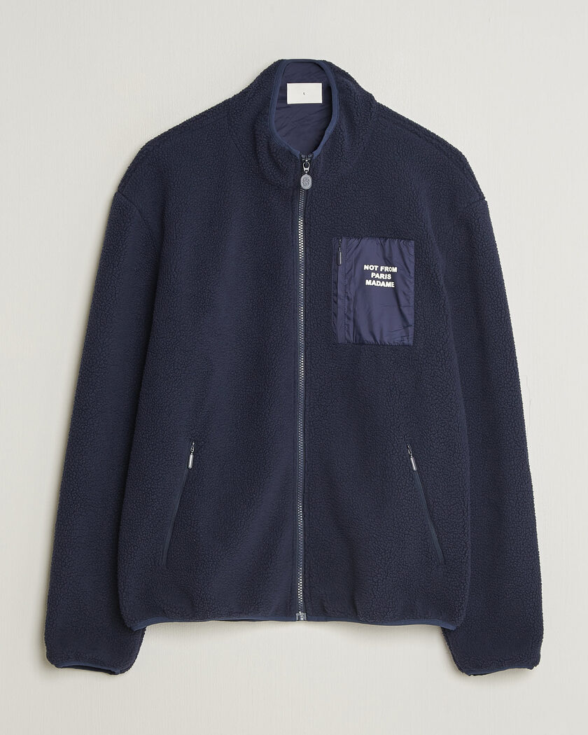 Drôle de Monsieur Slogan Sherpa Jacket Navy – Blå
