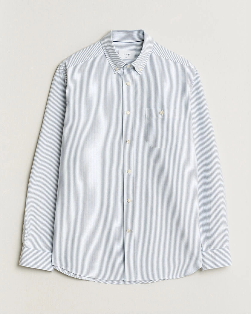 Eton Regular Fit Ivy Oxford Striped Shirt Mid Blue – Blå