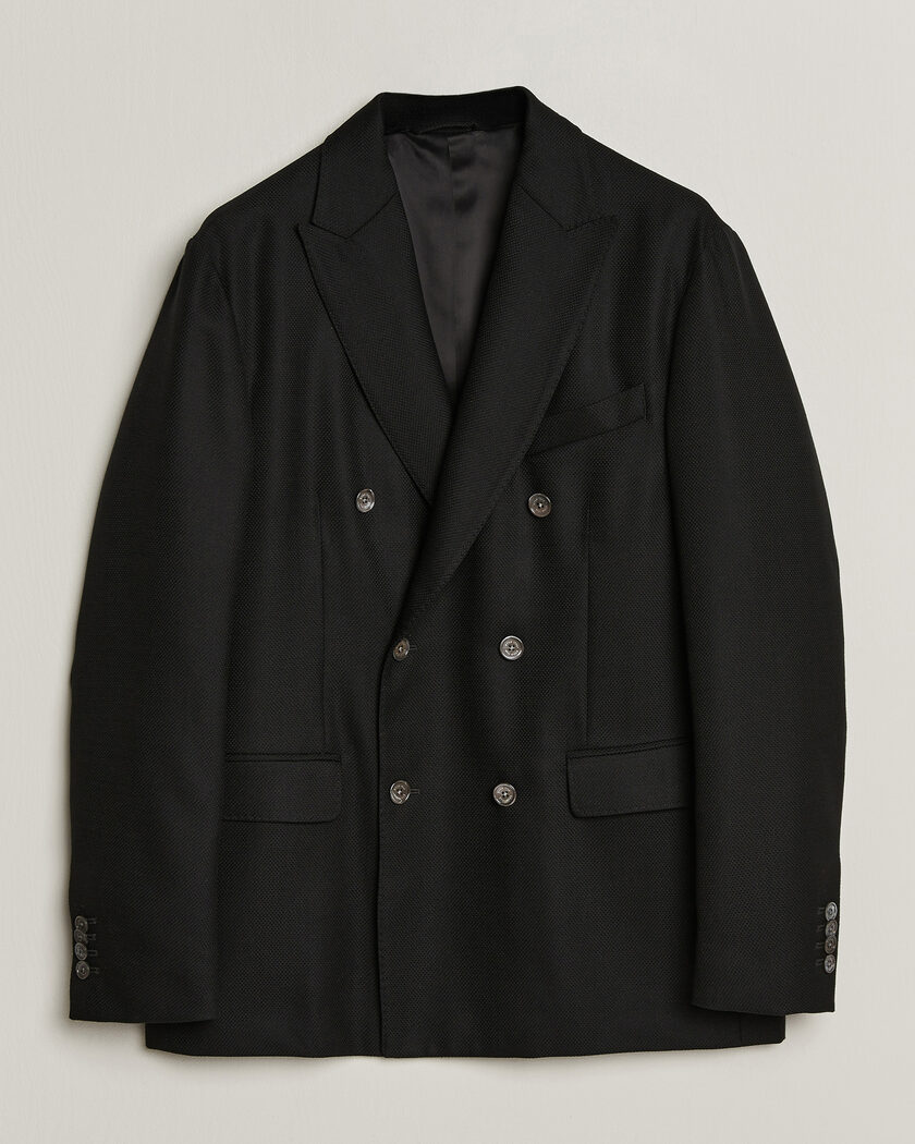 Eton Double Breasted Hopsack Soft jacket Black – Sort