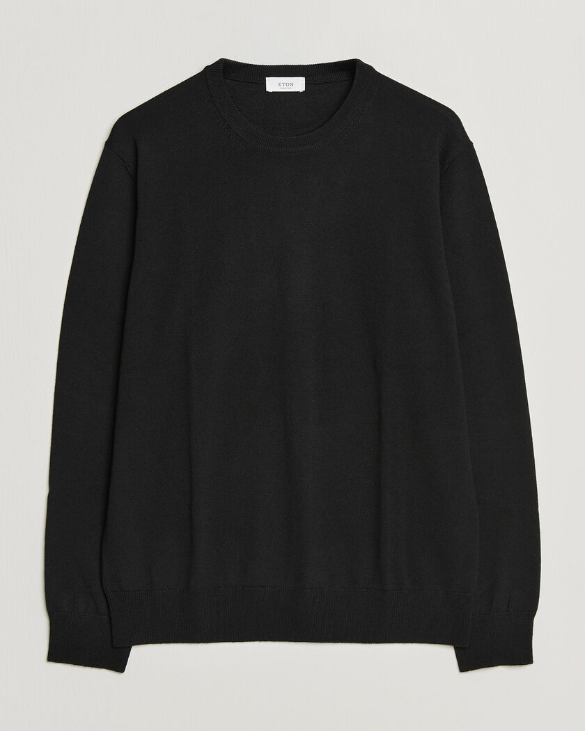 Eton Merino Wool Knitted Crew Neck Black – Sort
