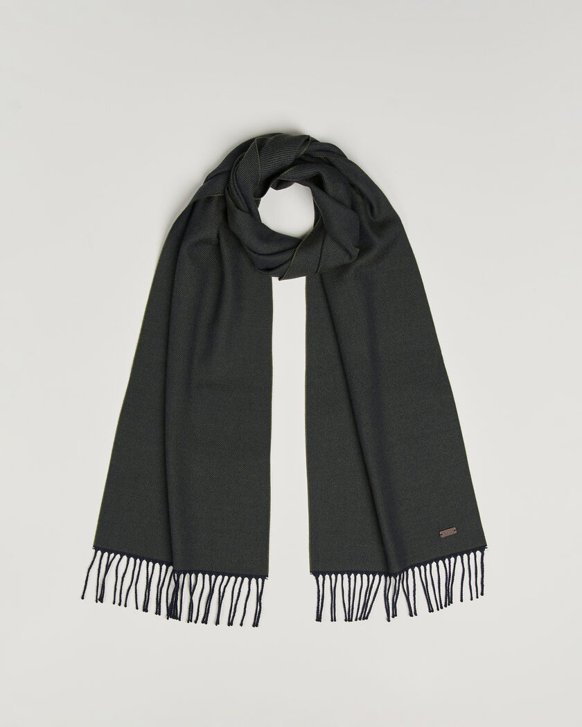Eton Twill Merino Wool Scarf Dark Green – Grøn