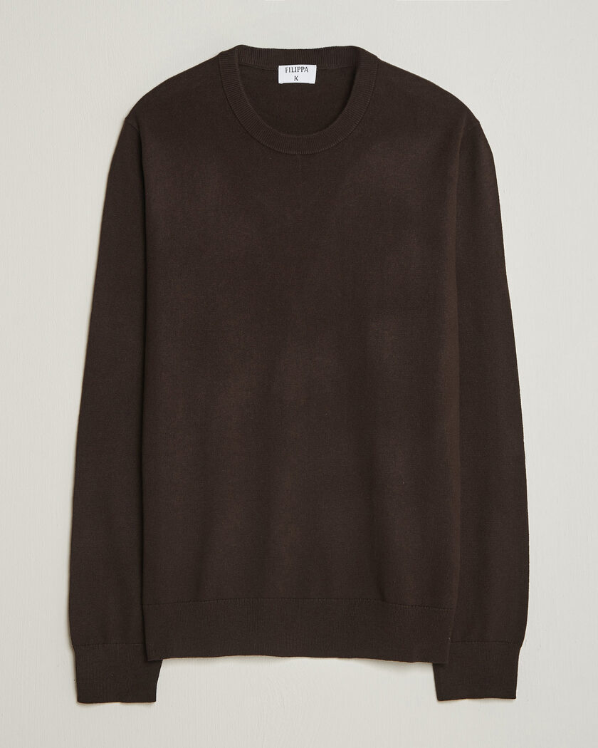 Filippa K Cotton Merino Knitted Sweater Dark Chocolate – Brun
