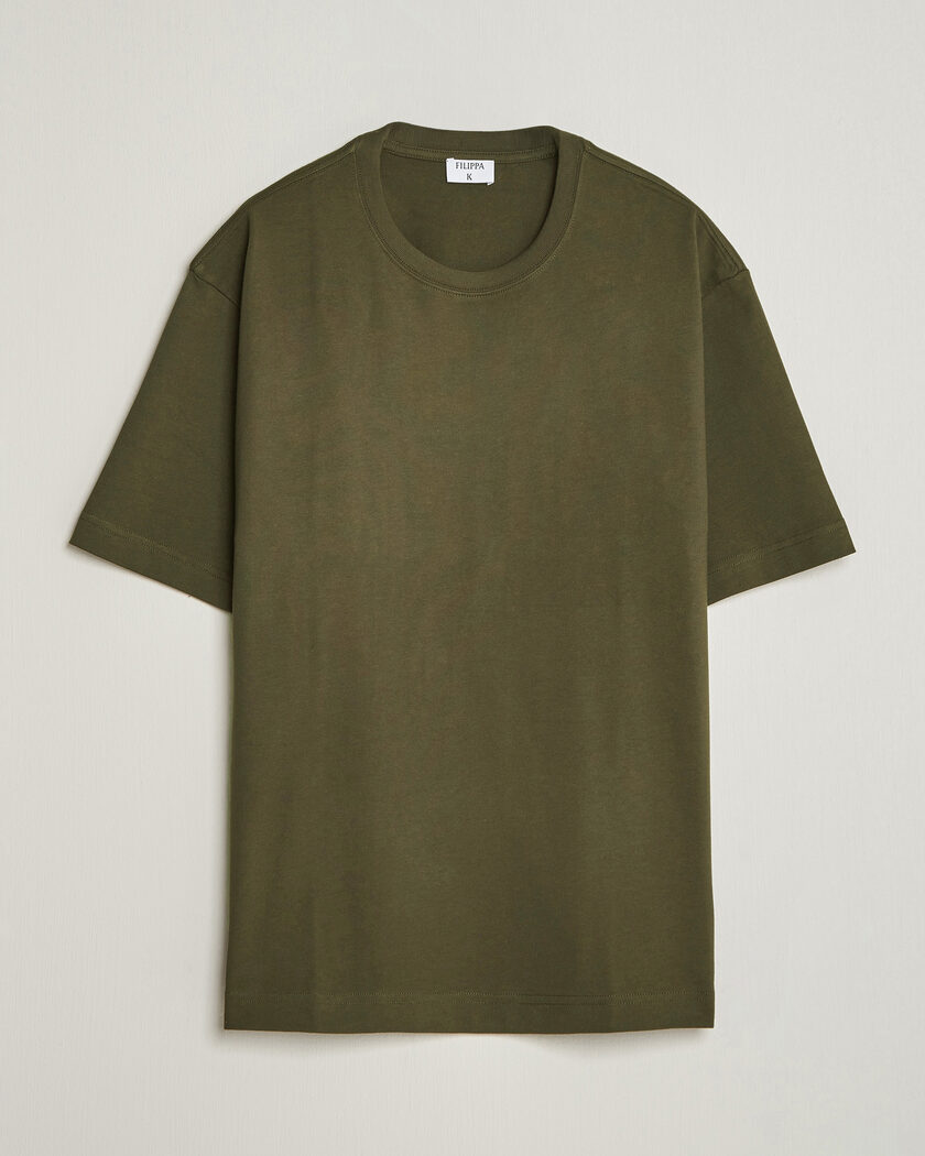 Filippa K Heavy Cotton Crew Neck T-Shirt Dark Moss Green – Grøn