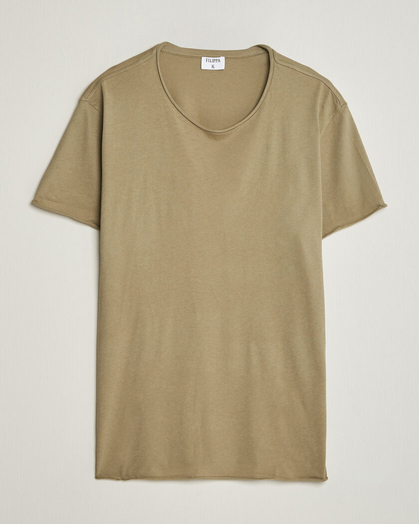 Filippa K Roll Neck Crew Neck T-Shirt Light Olive Green – Grøn