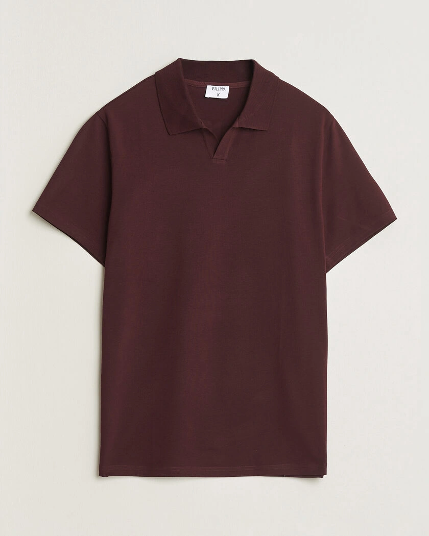 Filippa K Soft Lycra Polo T-Shirt Dark Burgundy – Rød