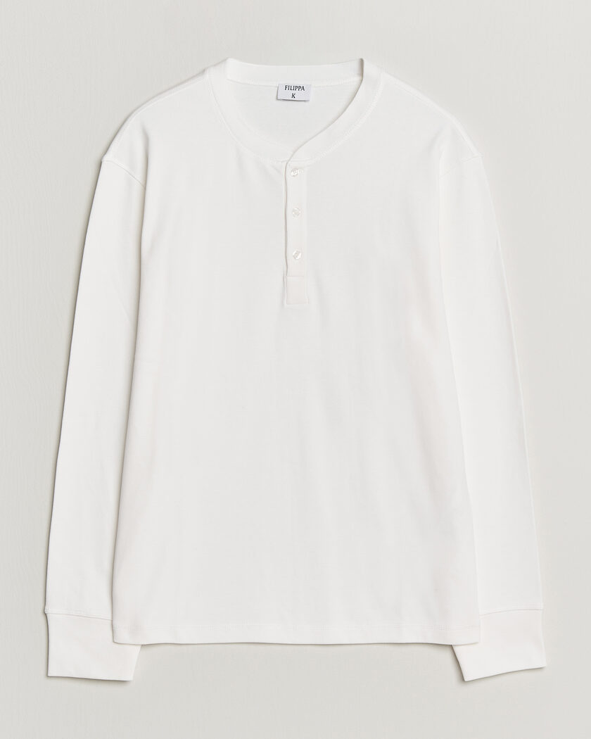 Filippa K Cotton Rib Henley White – Hvid