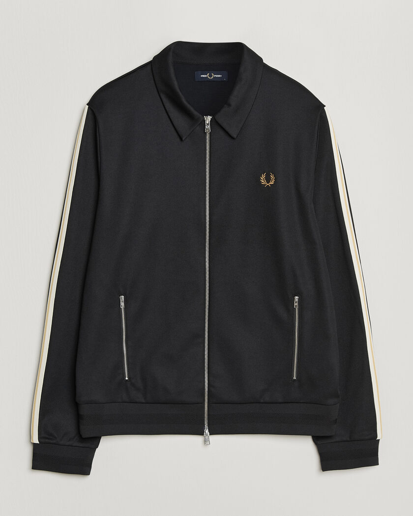 Fred Perry Tipped Taped Track Jacket Black – Sort
