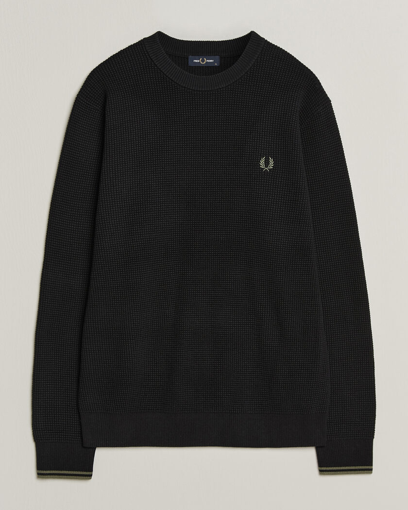 Fred Perry Waffle Stitch Jumper Black – Sort