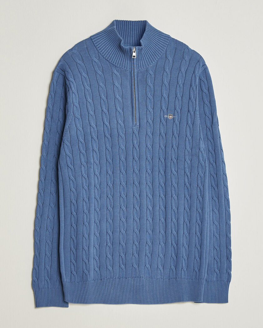 Gant Cotton Cable Half Zip Blue Horizon – Blå