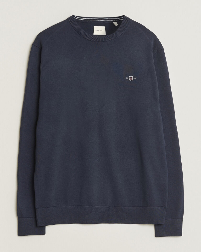 Gant Classic Cotton Crew Neck Evening Blue – Blå