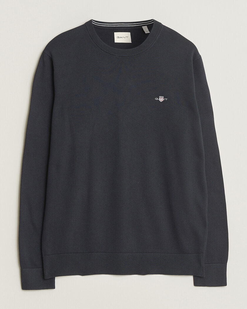 Gant Classic Cotton Crew Neck Black – Sort