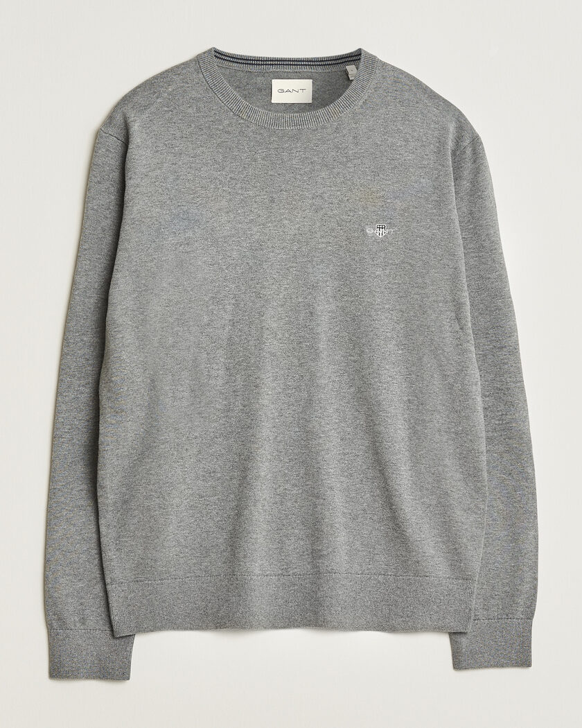 Gant Classic Cotton Crew Neck Dark Grey Melange – Grå