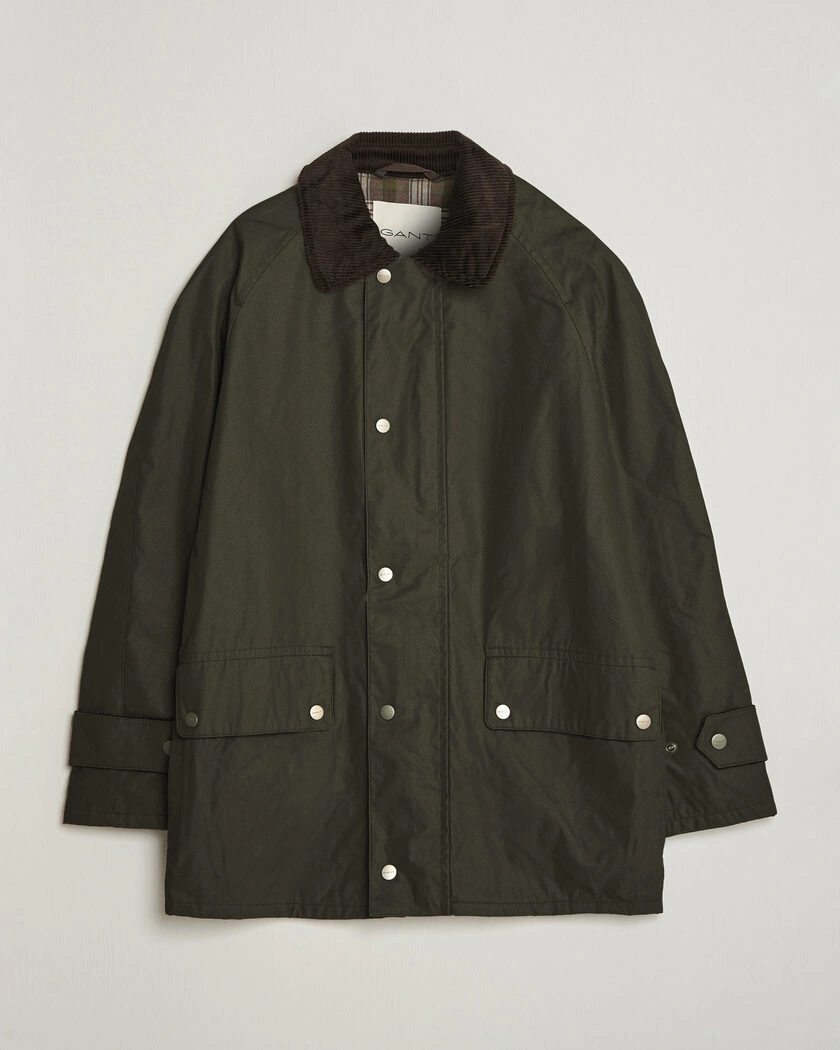 Gant Waxed Barn Jacket Black Brown – Brun