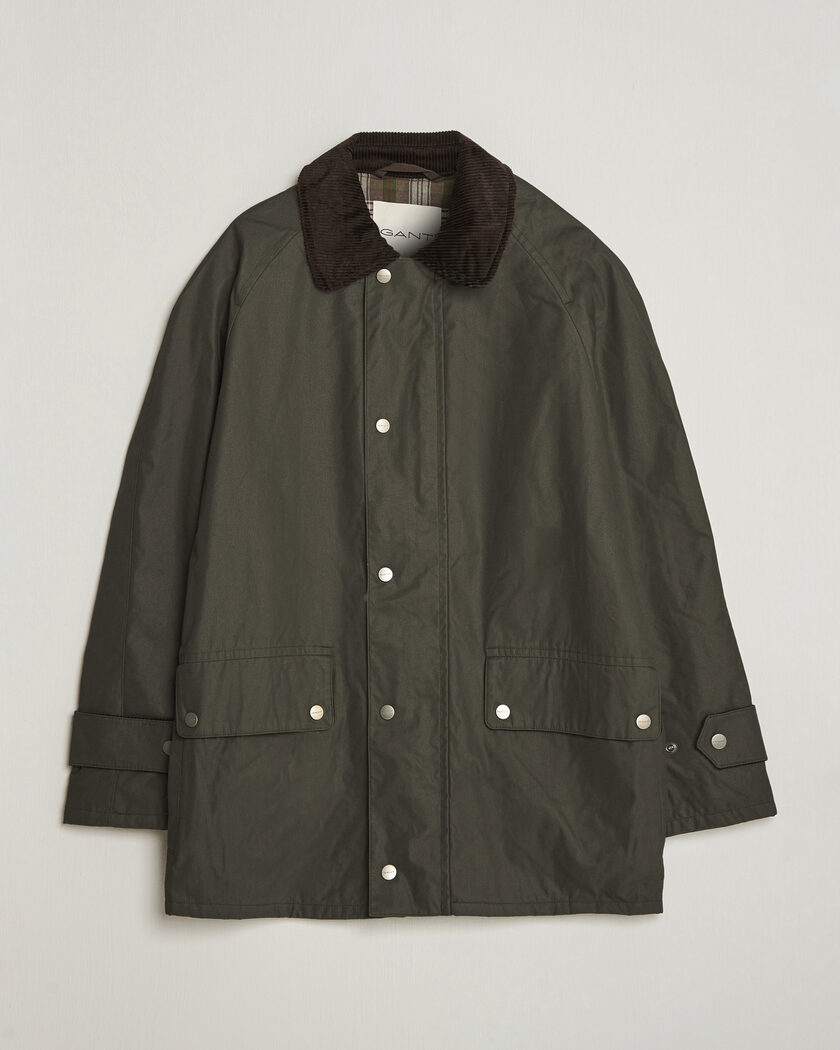 Gant Waxed Barn Jacket Black Brown – Brun