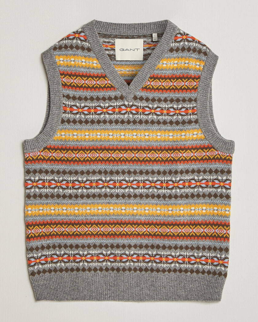 Gant Wool Knitted Fairisle Vest Multi – Flerfarvet