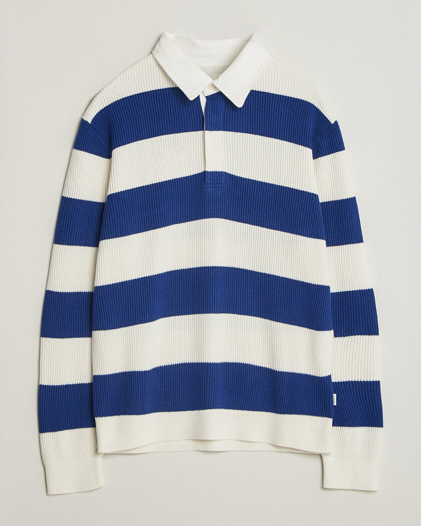 Gant Cotton/Merino Knitted Striped Rugger Cream – Hvid