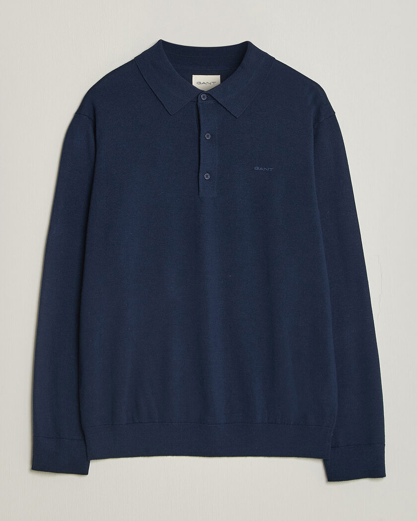 Gant Extrafine Merino Knitted Polo Marine – Blå
