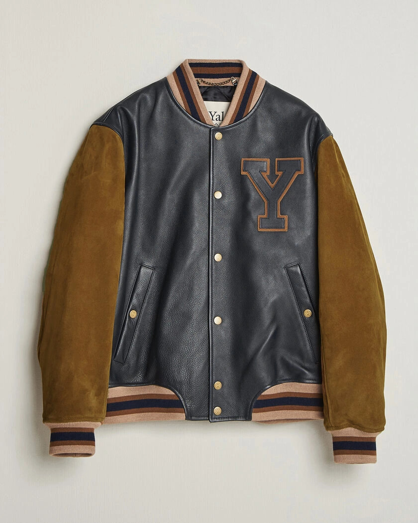 Gant YALE Suede/Leather Varsity Jacket Navy – Blå