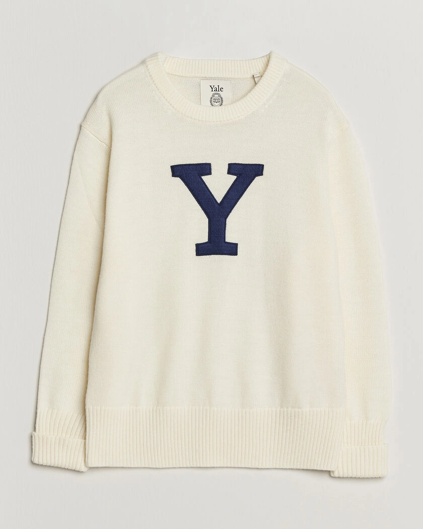 Gant YALE Merino Crew Neck Cream – Hvid