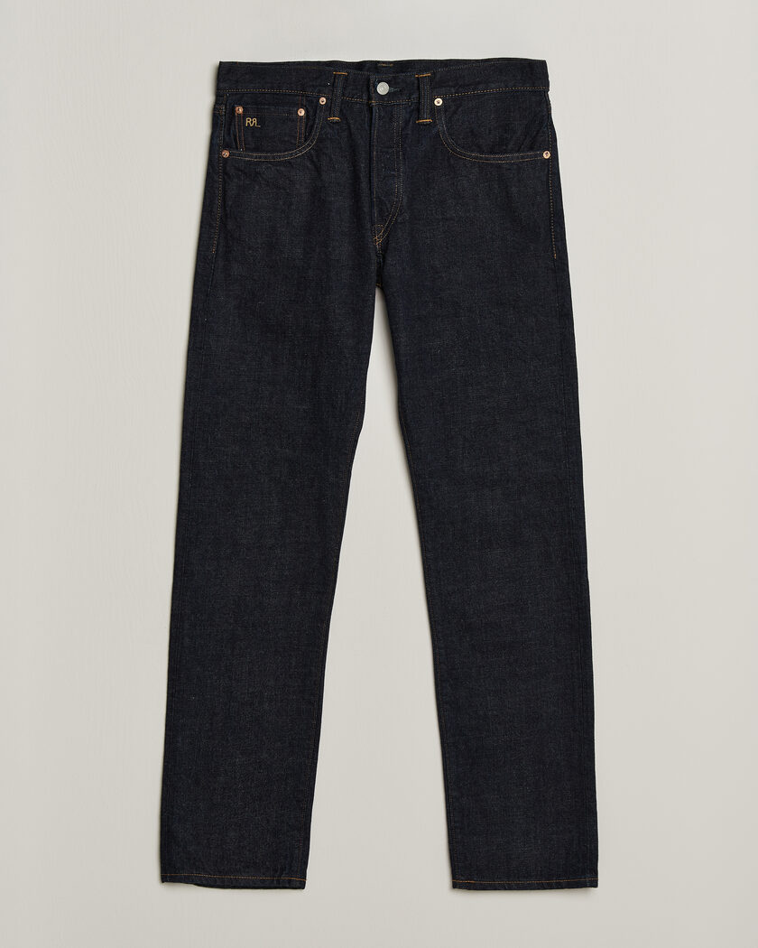 RRL Slim Fit Selvedge Jeans East/West Rinse – Blå