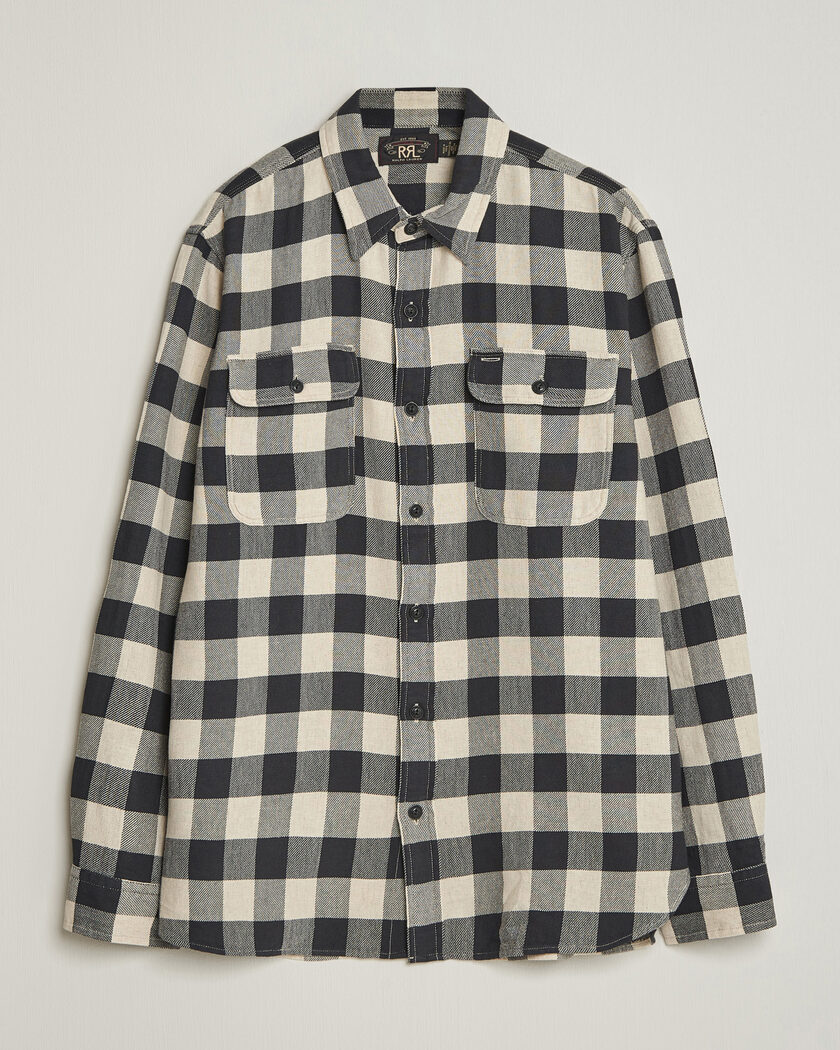 RRL Matlock Plaid Shirt Black/Cream – Sort