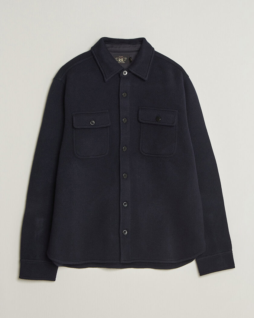 Stone Island Old Effect Garment Washed Zip Overshirt Navy Blue
