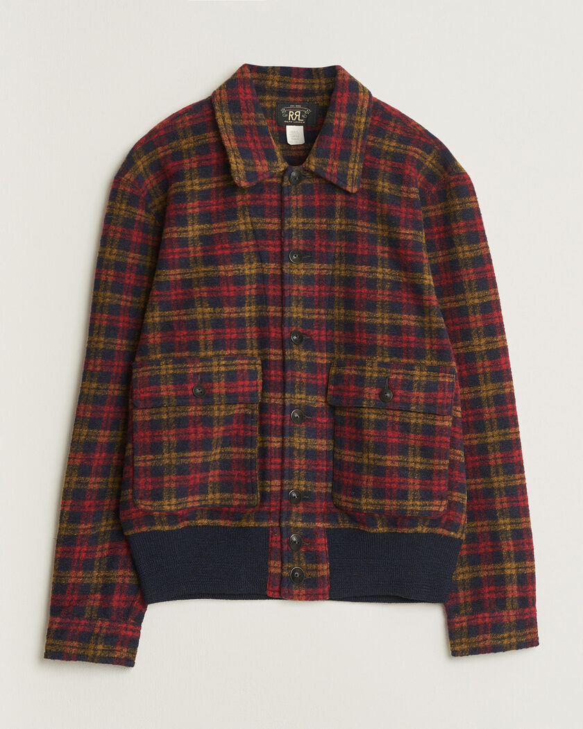 RRL Knit Bomber Jacket Red Multi – Flerfarvet