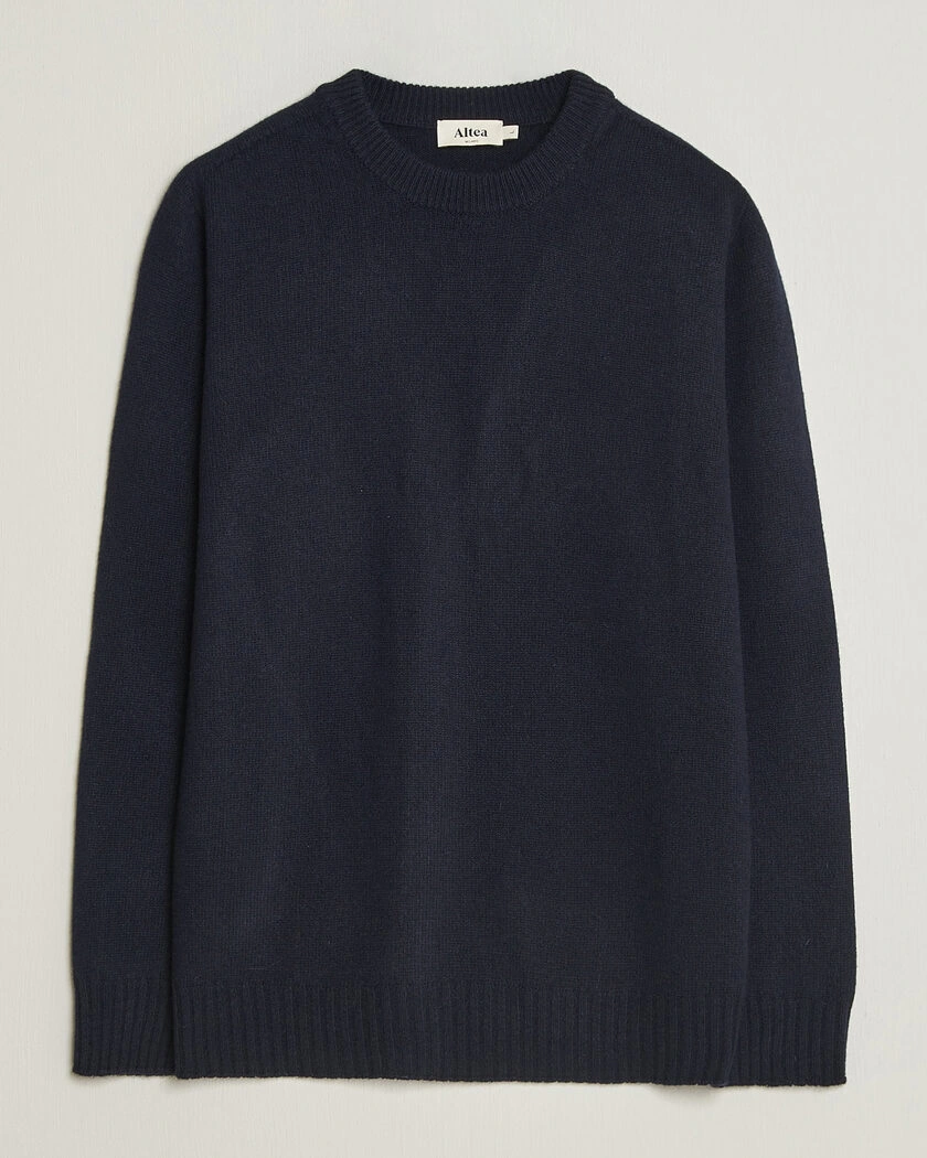 Altea Wool/Cashmere Crew Neck Pullover Navy – Blå