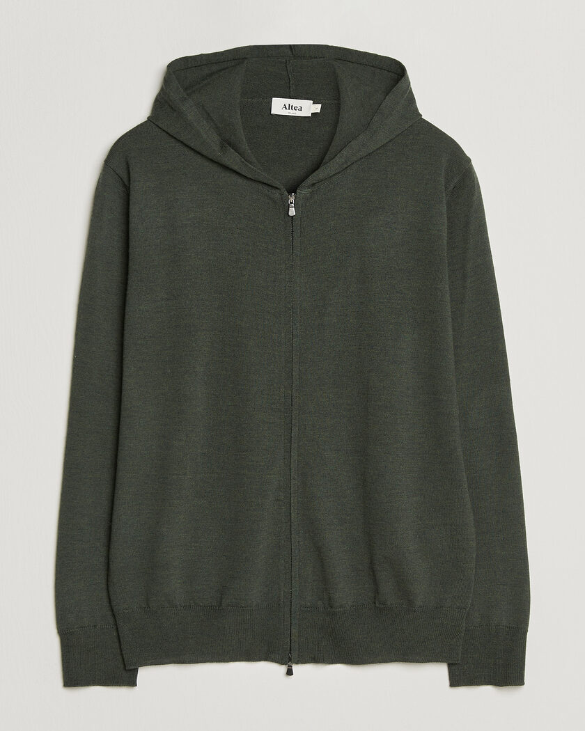 Altea Merino Wool Cardigan Dark Military – Grøn