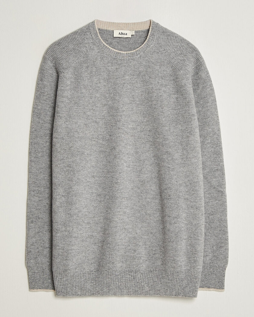 Altea Rib Wool Raglan Sweater Light Grey – Grå