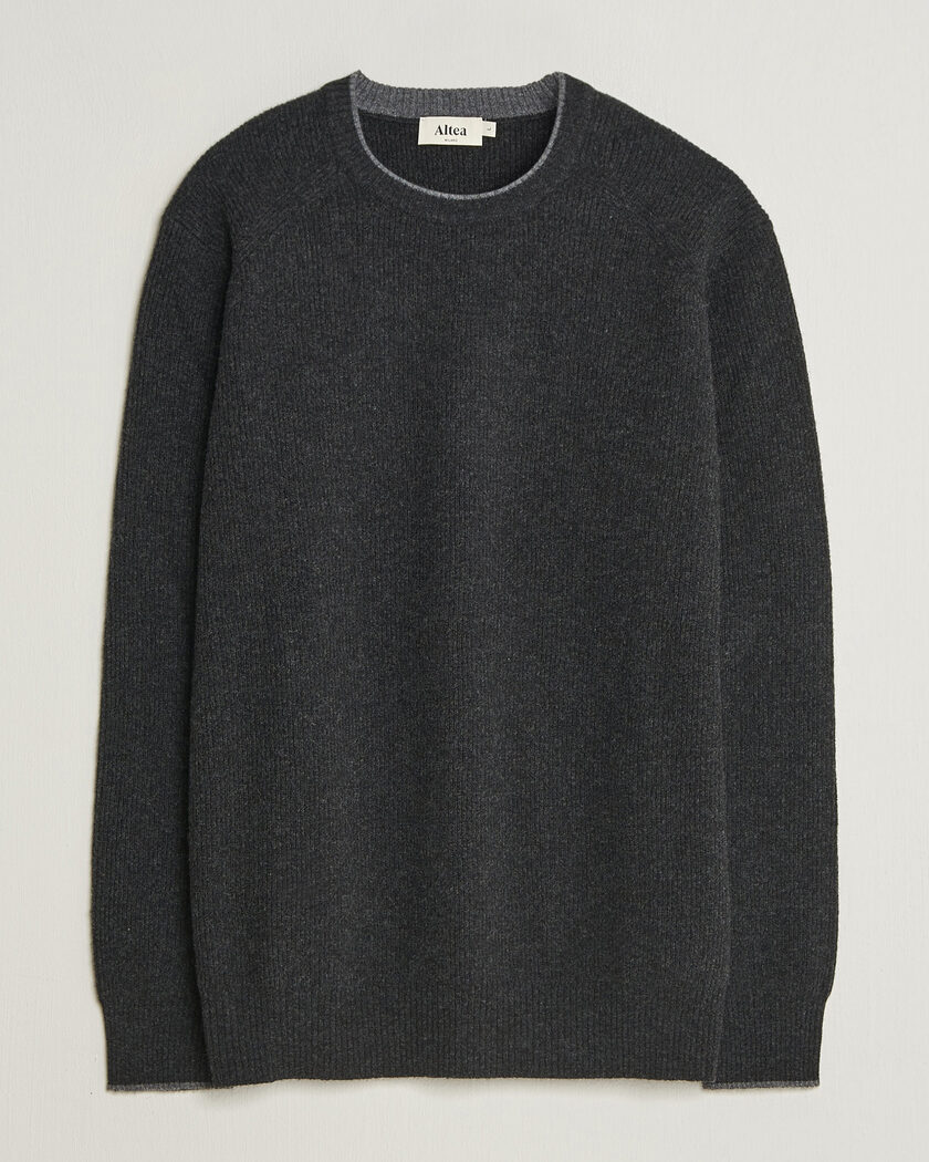 Altea Rib Wool Raglan Sweater Charcoal – Grå