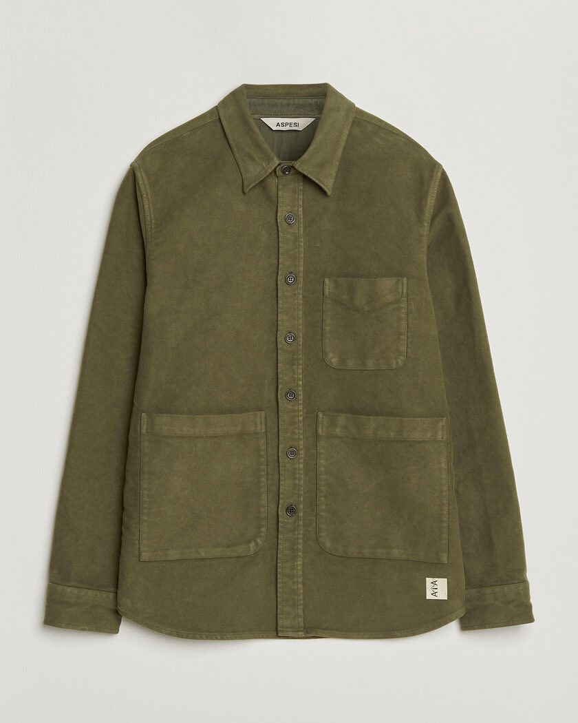 Aspesi Moleskine Utility Shirt Military – Grøn