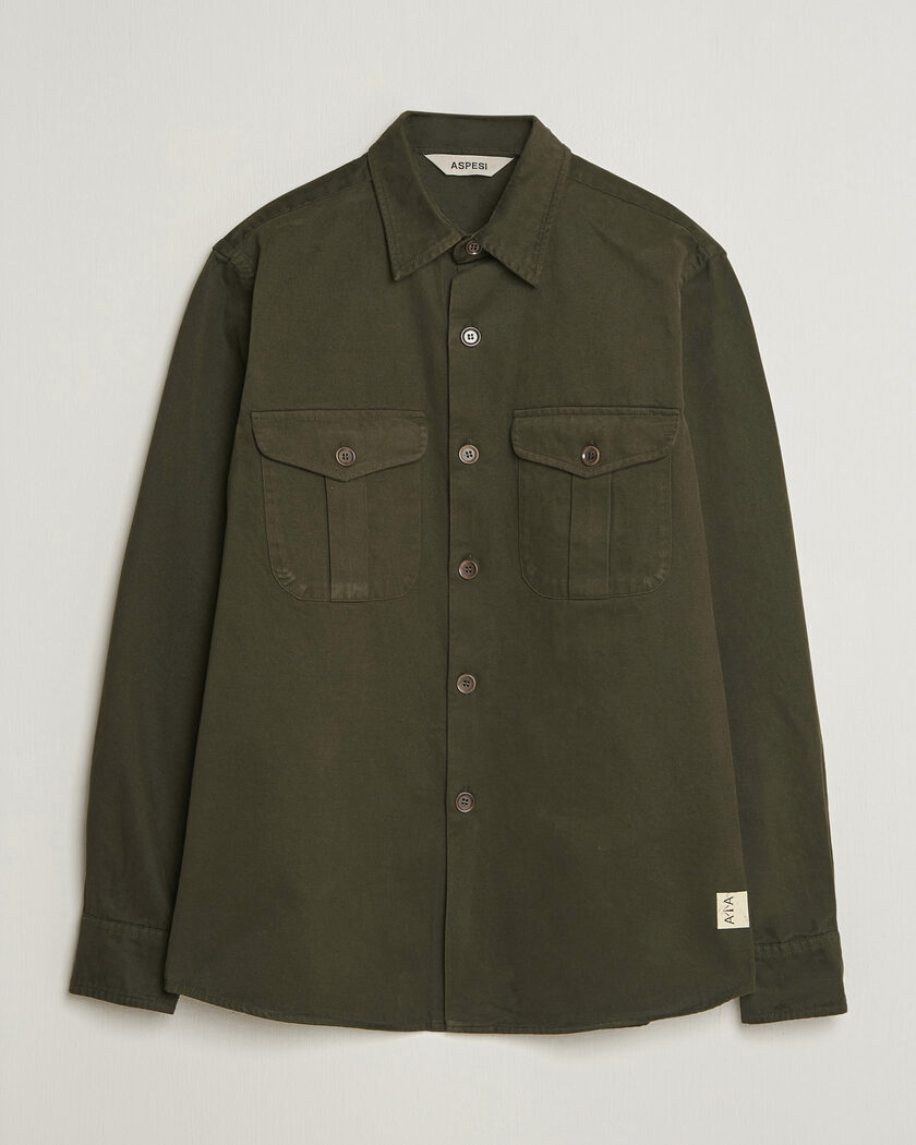 Aspesi Twill Cotton Overshirt Military – Grøn