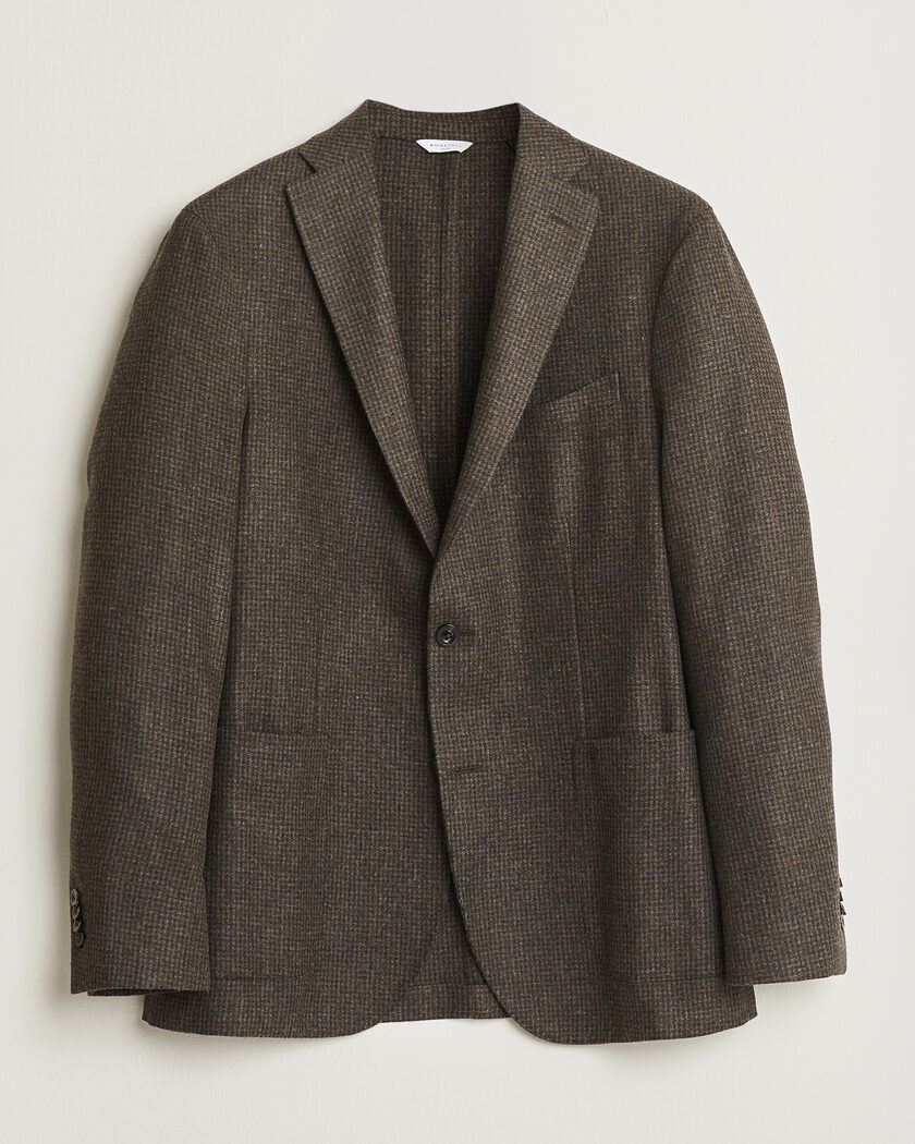 Boglioli K Jacket Wool Houndstooth Blazer Dark Brown – Brun