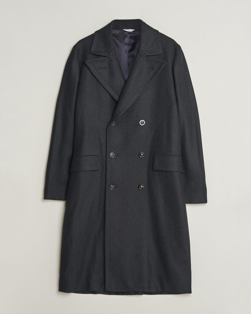 Boglioli Double Breasted Wool Coat Navy – Blå