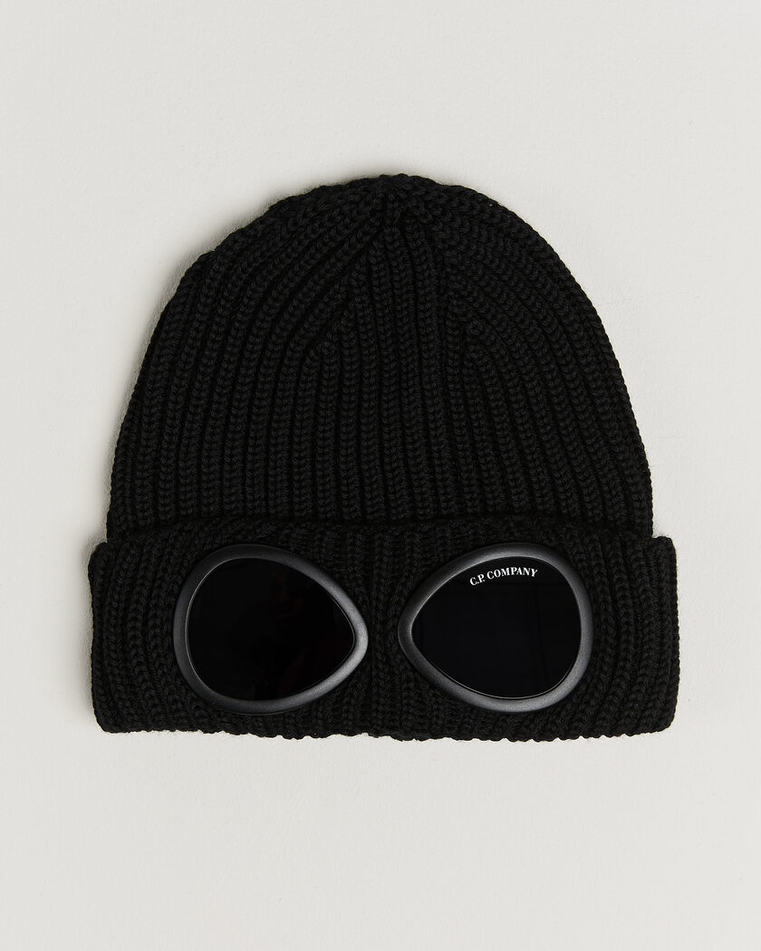 C.P. Company Knitted Merino Goggle Beanie Black – Sort