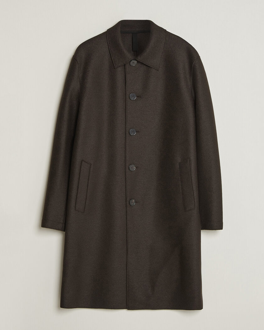 Harris Wharf London Pressed Wool Mac Coat Dark Brown – Brun